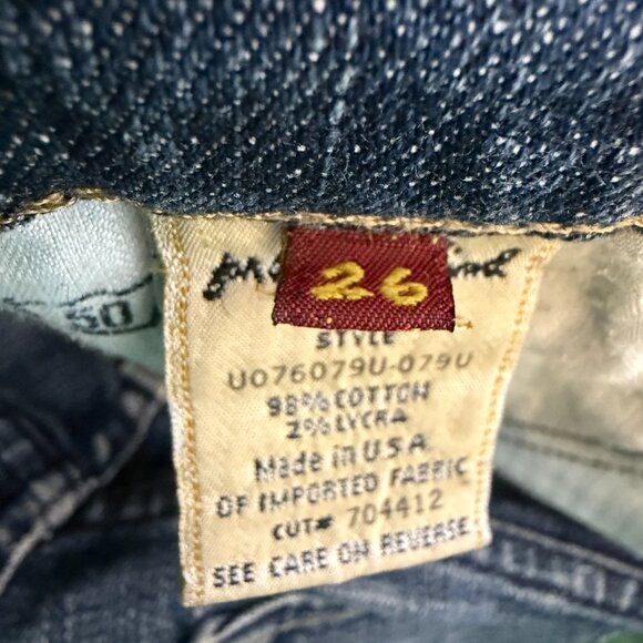 7 For All Mankind Low Rise Flare Denim Jeans Womens 26 Blue Distressed Retro Y2K - Picture 11 of 13